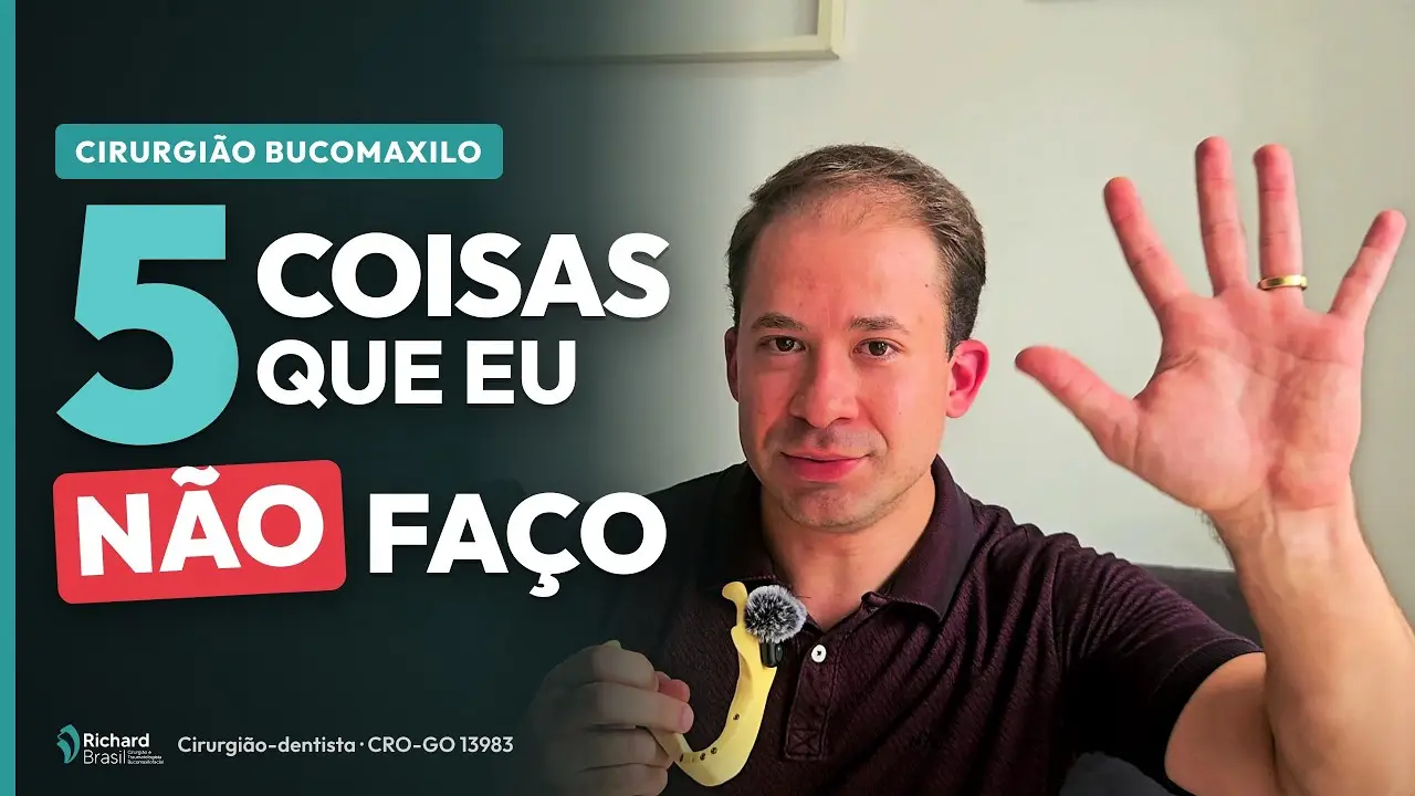 Dr. Richard Brasil na capa do vídeo sobre cinco coisas que um Cirurgião e Traumatologista Bucomaxilofacial não faz